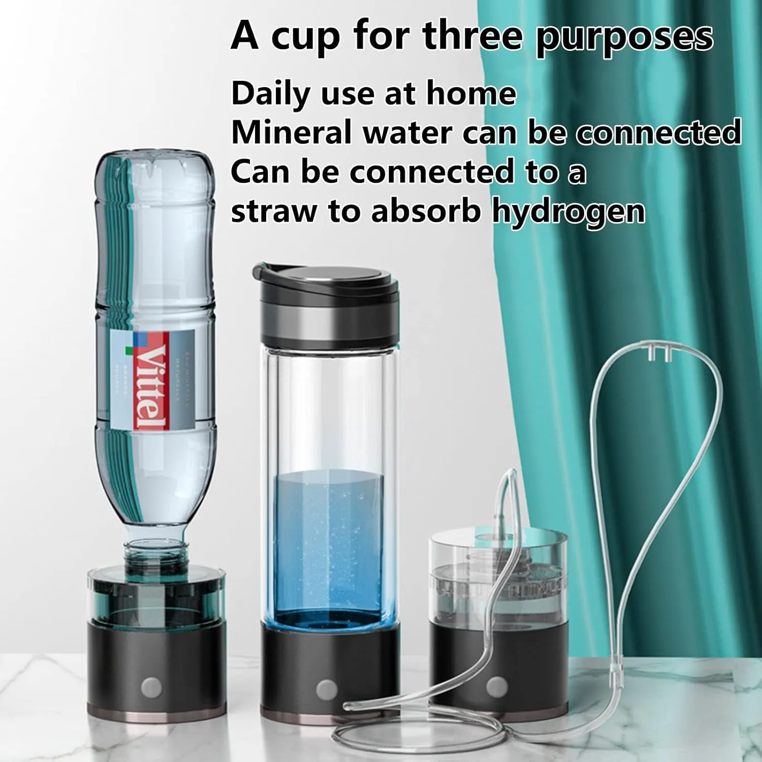 Water Purifiers, Portable Hydrogen Water Bottle Hydrogen Water Generator Ionizer Make Hydrogen Content Up to 1400-1700 PPB High Concentration Discharge Ozone and Chlorine for Travel Hiking Swimming