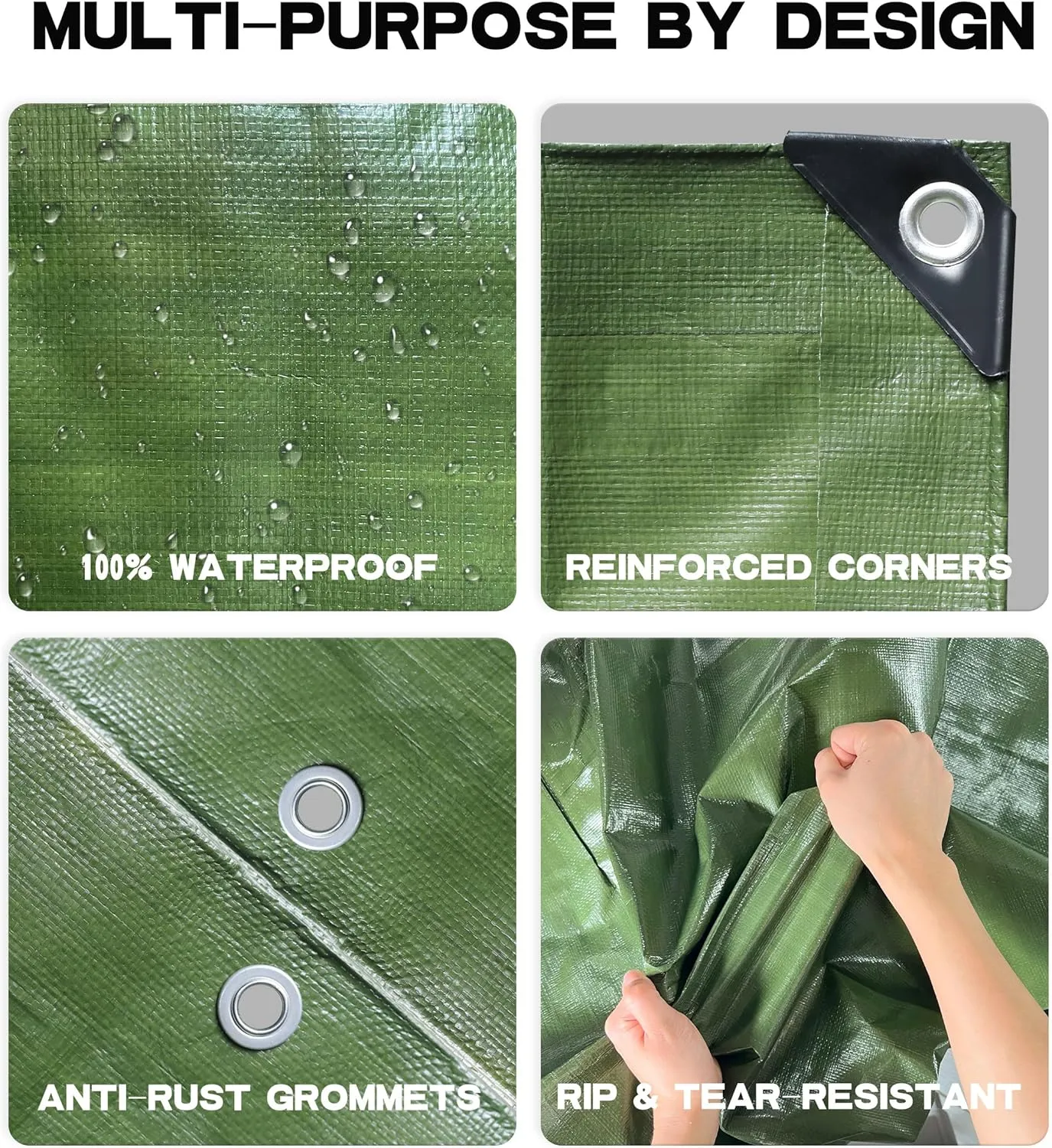 Waterproof 10 x 12 Feet Tarp Heavy Duty 9-mil Thick Multi-Purpose Covers Army Green PE Tarpaulin
