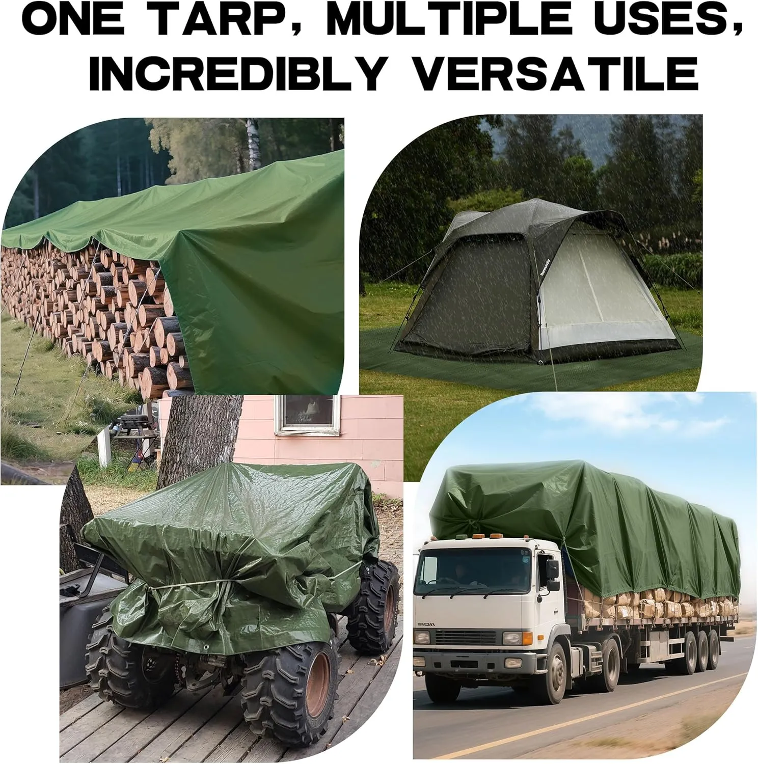 Waterproof 10 x 12 Feet Tarp Heavy Duty 9-mil Thick Multi-Purpose Covers Army Green PE Tarpaulin