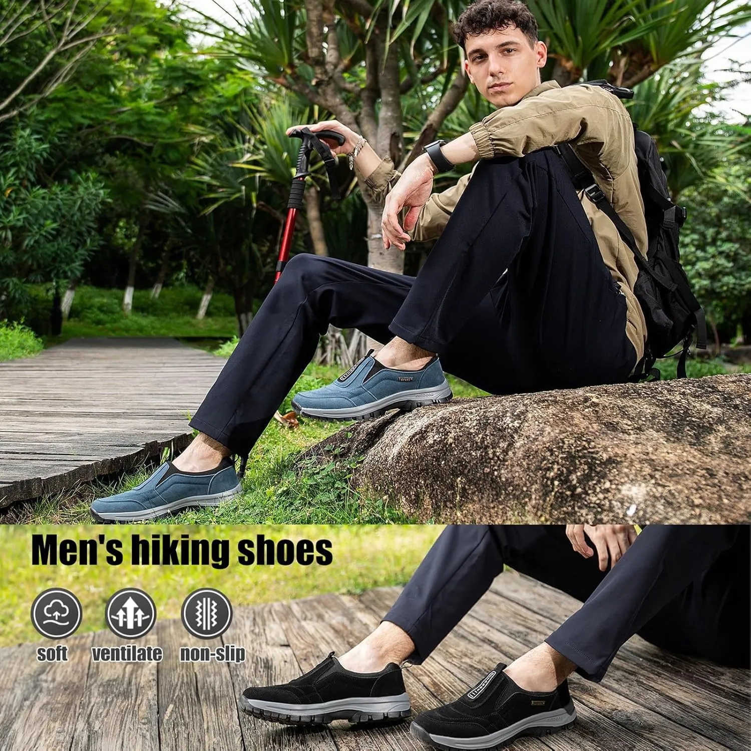 Waterproof Hiking Shoes,Non-Slip Wear-resistants Breathable Hiking Boots Lightweight Cushioning Shoes Suitable for Mountaineering/Travel/Daily Wear