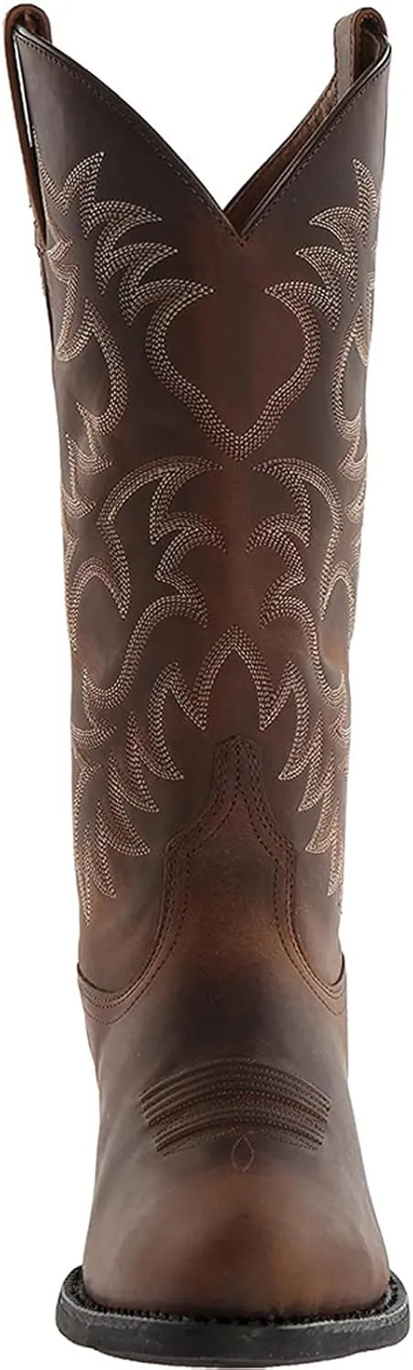 Western Boots Cowboy Boots Retro Embroidered Pointed Square Toe Chunky Block Heel Men Knight Boots Traditional Country Boots