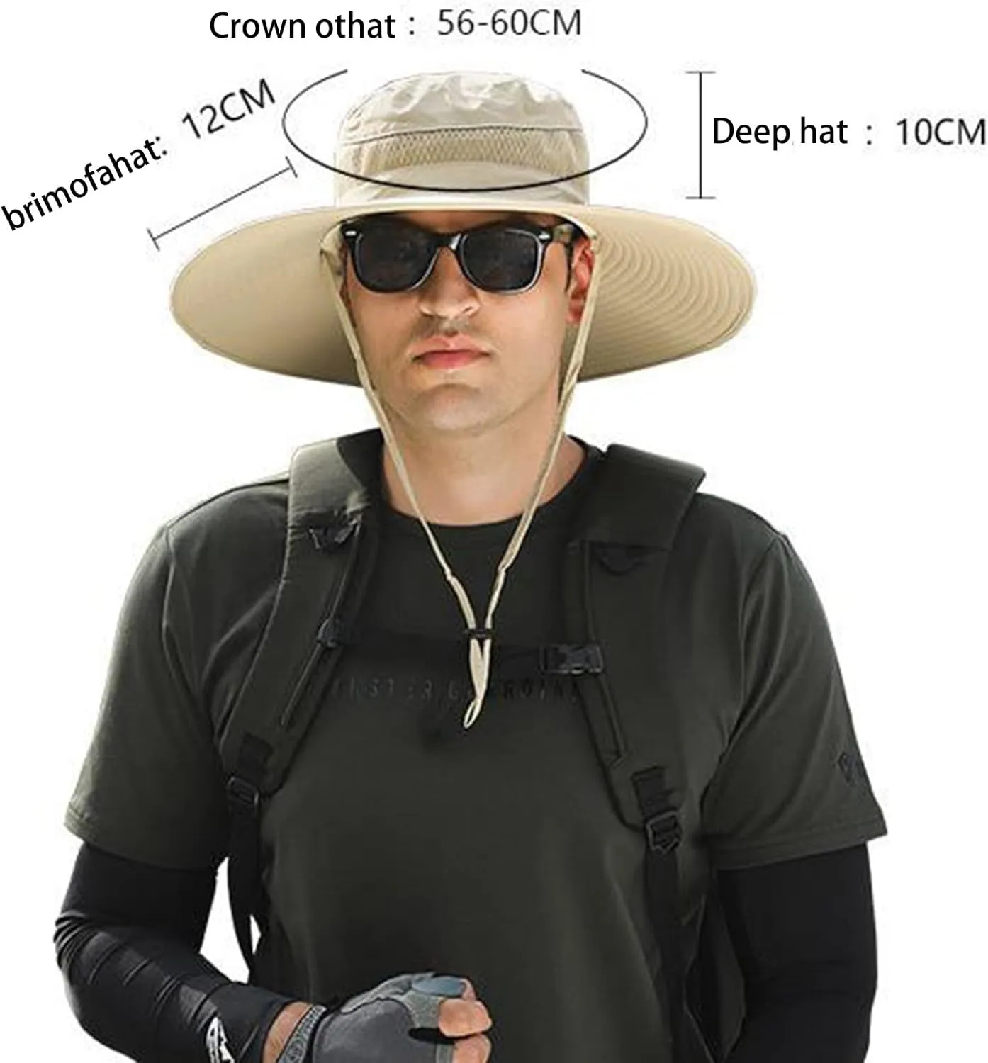 Wide Brim Fan Hat Solar Powered, UPF 50  Solar Panel Fan Hat for Camping Outdoor Beach Hiking Fishing