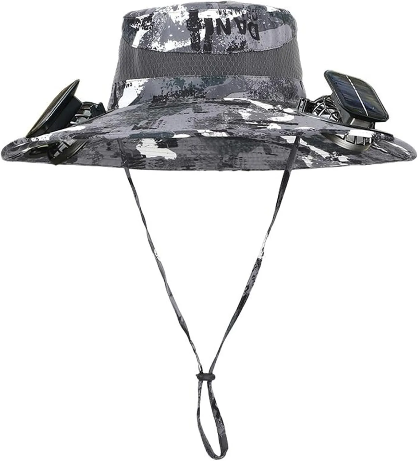 Wide Brim Solar Fan Hats for Men, UPF 50  Solar Power Fan Bucket Hat for Outdoor Fishing Camping Beach Hiking