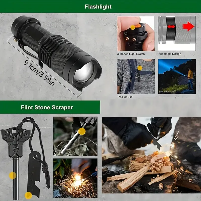 Wild West Explorer's 33-in-1 Survival Kit – Ultimate Preparedness for Outdoor Adventures and Emergencies