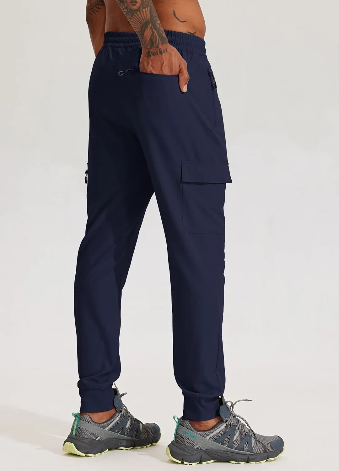 Willit Men's Hiking Joggers Travel Athletic Pants Lightweight Quick Dry Outdoor Running Pants with Zipper Pockets