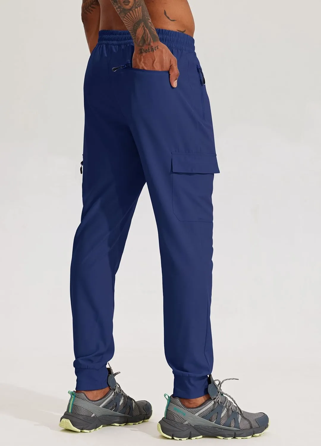 Willit Men's Hiking Joggers Travel Athletic Pants Lightweight Quick Dry Outdoor Running Pants with Zipper Pockets