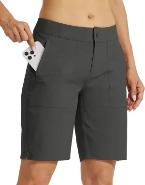 Willit Women's Golf Hiking Shorts 9" Quick Dry Athletic Long Casual Summer Shorts Zipper Pockets Water Resistant Lightweight