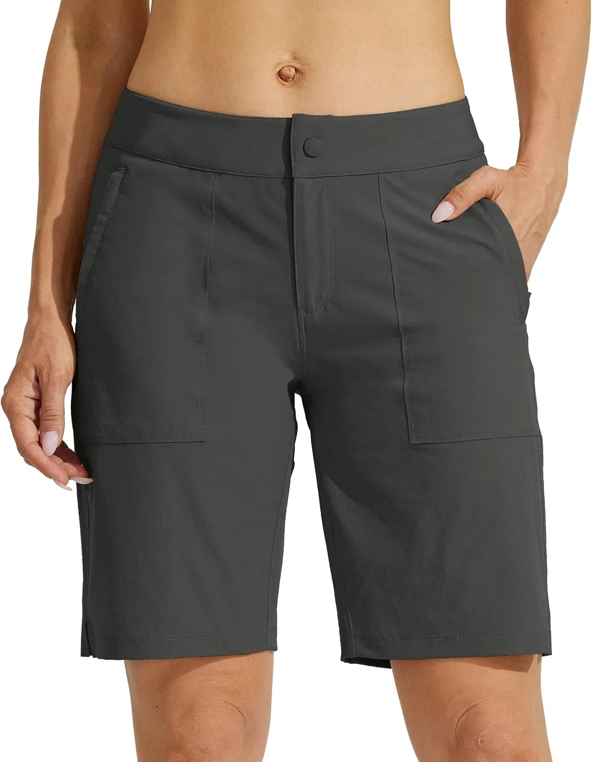 Willit Women's Golf Hiking Shorts 9" Quick Dry Athletic Long Casual Summer Shorts Zipper Pockets Water Resistant Lightweight