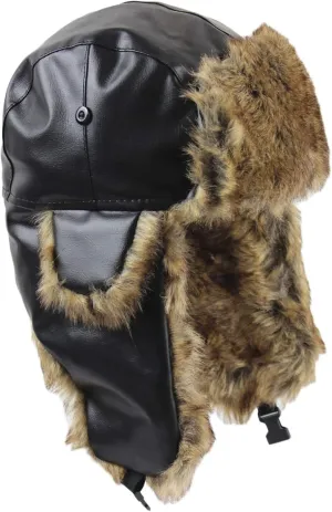 Winter Hats, Hat Mens Trooper Trapper Hat Faux Fur Aviator Hat Winter Pilot Cap with Ear Flaps
