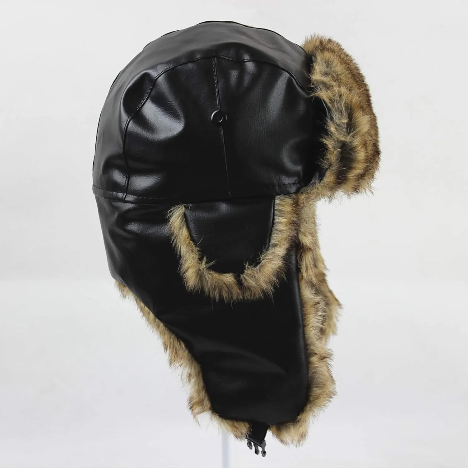 Winter Hats, Hat Mens Trooper Trapper Hat Faux Fur Aviator Hat Winter Pilot Cap with Ear Flaps