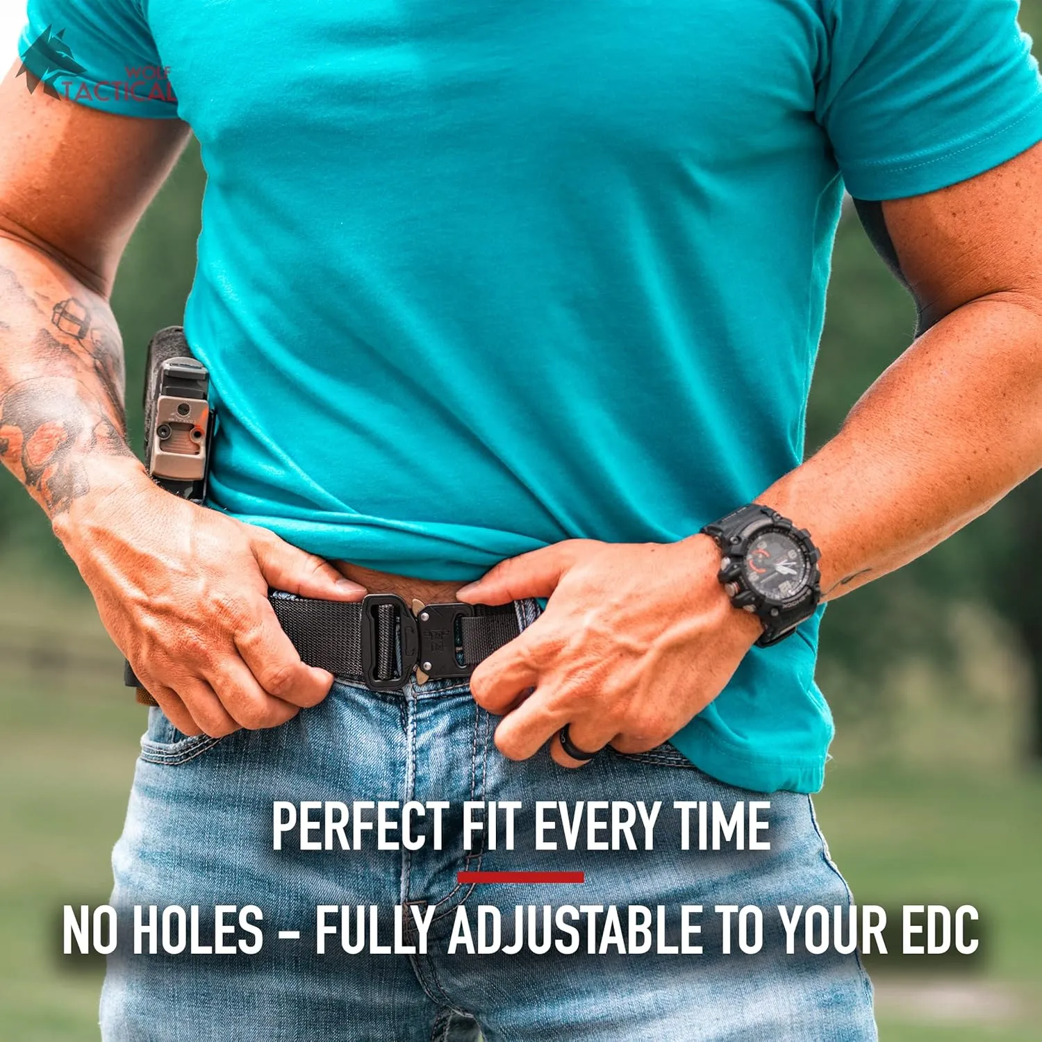 WOLF TACTICAL Heavy Duty Hybrid Quick-Release EDC Belt - 2-Ply 1.5” CCW Gun Belt