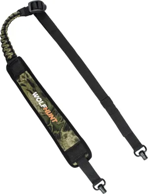 WOLFHUNT 2 Point Gun Sling QD Swivels Quick Release - Paracord Rifle Sling for Hunting with Prym1 Camo, Thickened Padding, Adjustable 26.77"-50.8" for Hunting/Tactical Accessories