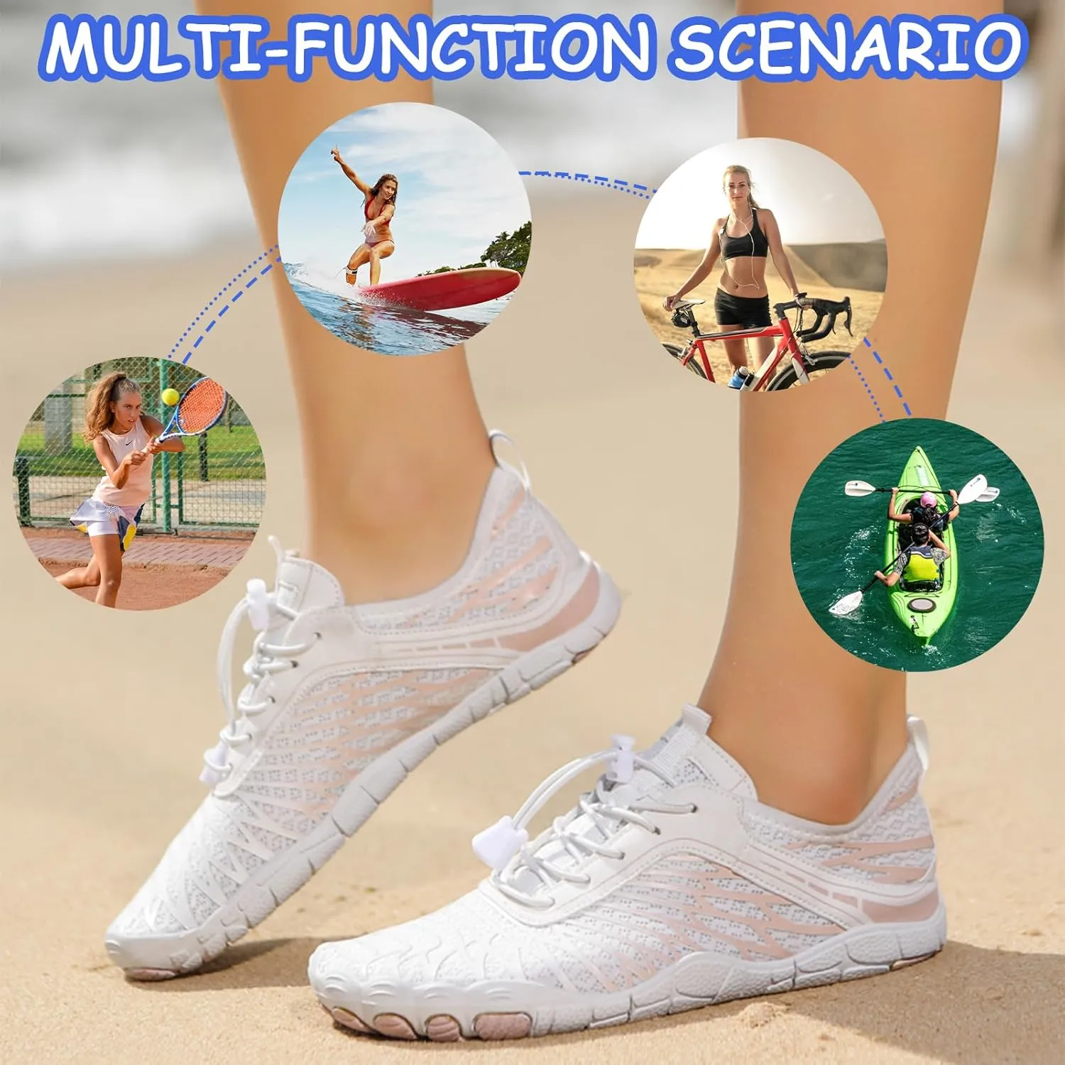 Woman Barefoot Water Sports Shoes Beach Shoes Ultra Light Totally Drainage Quick-Dry Barefoot Vacation