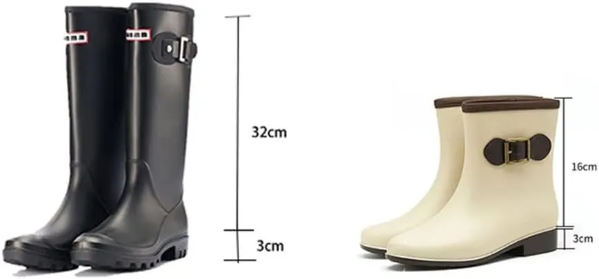 Women Color Rain Boots Shoes Knee-High Rainboots Waterproof Rubber Water Shoes Boots