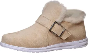 Women Snow Boots Suede Platform Anti-slip Winter Boots Classic Fuzzy Fur Booties Lightweight Slip on Ankle Boots Thickening Winter Shoes Walking Hiking Booties