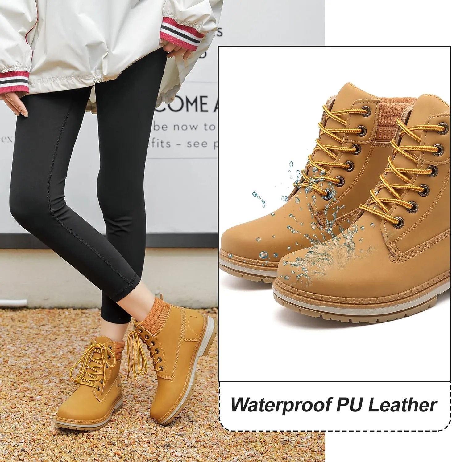 Women Winter Work Boots - Waterproof Hiking Outdoor Lightweight Construction Composite Comfortable Fur