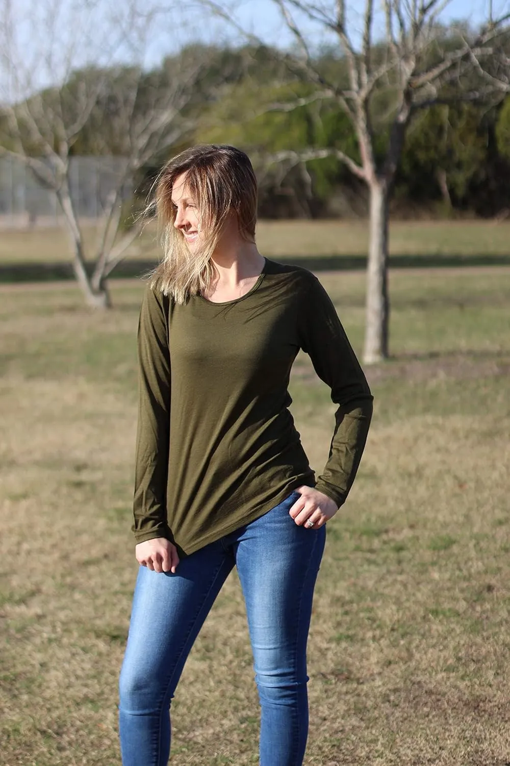 Women's 100% Merino Wool Long Sleeve Shirt - Moisture Wicking - Ultralight and Soft - Odor Base Layer