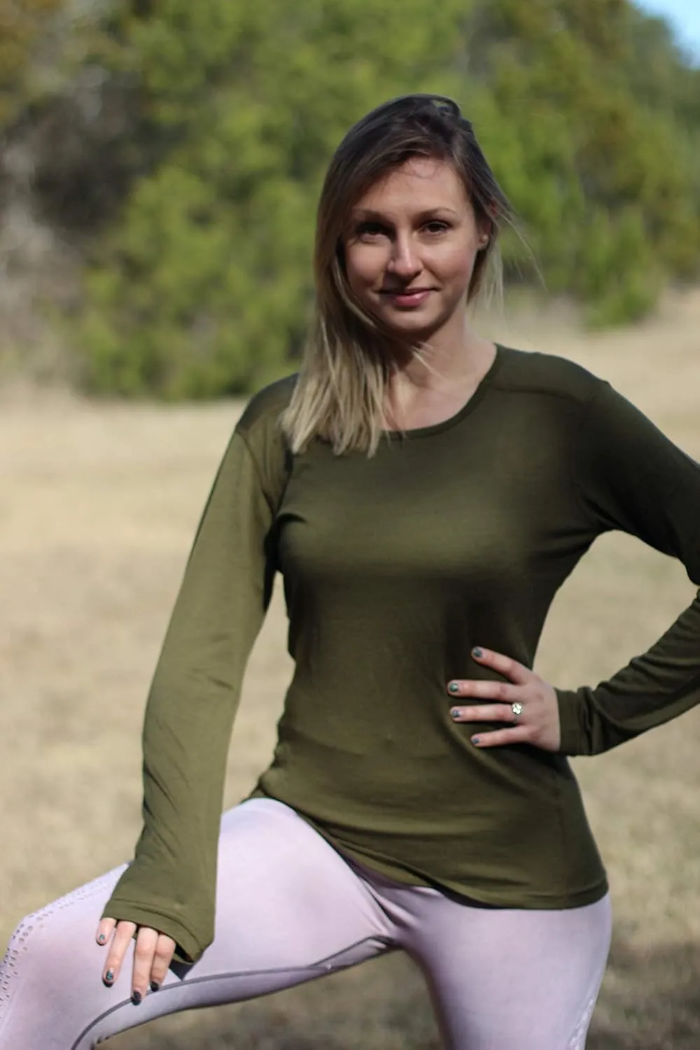 Women's 100% Merino Wool Long Sleeve Shirt - Moisture Wicking - Ultralight and Soft - Odor Base Layer