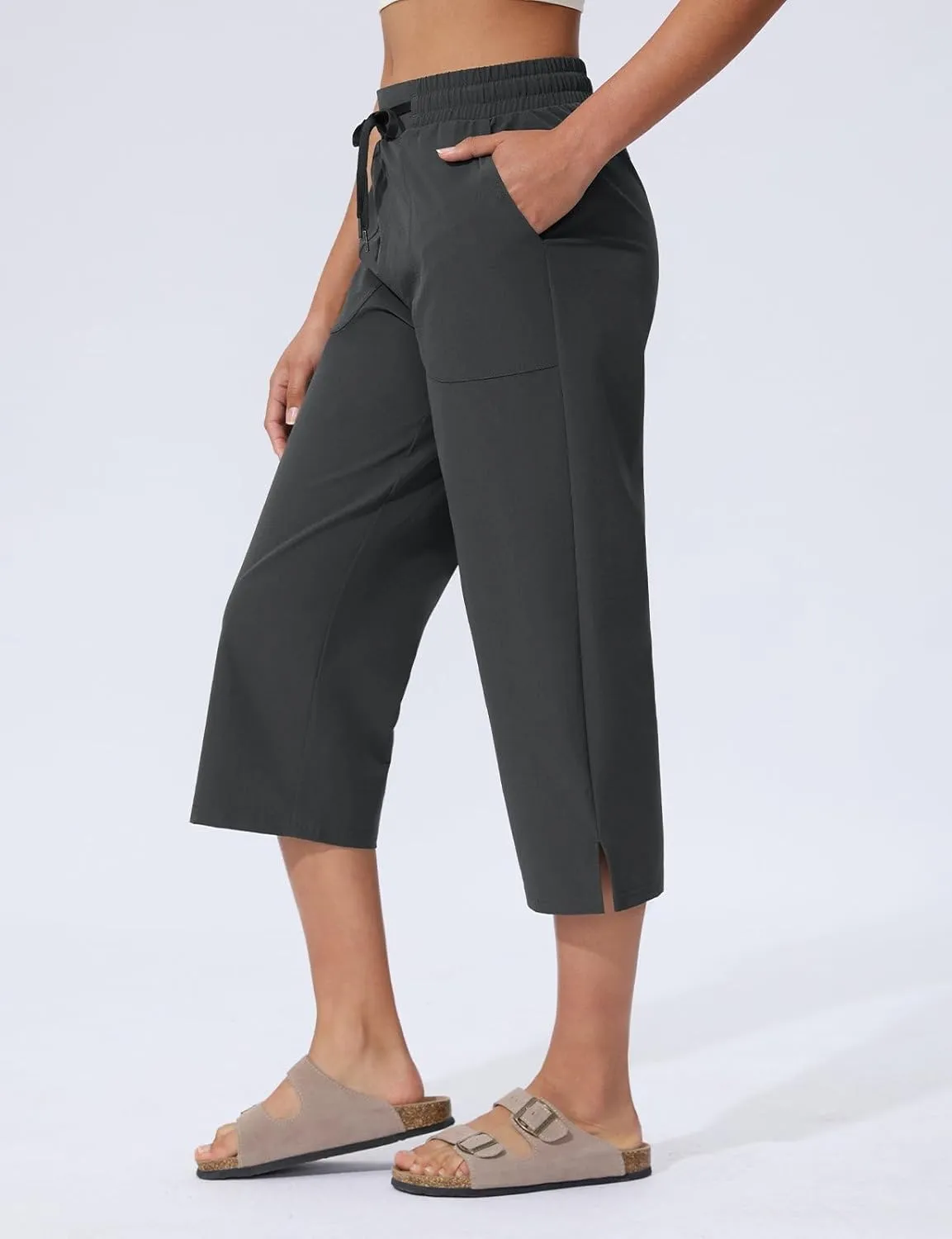 Women's Capri Pants Wide Leg Quick Dry Hiking Capris Water Resistant UPF50 Lightweight Loose Travel