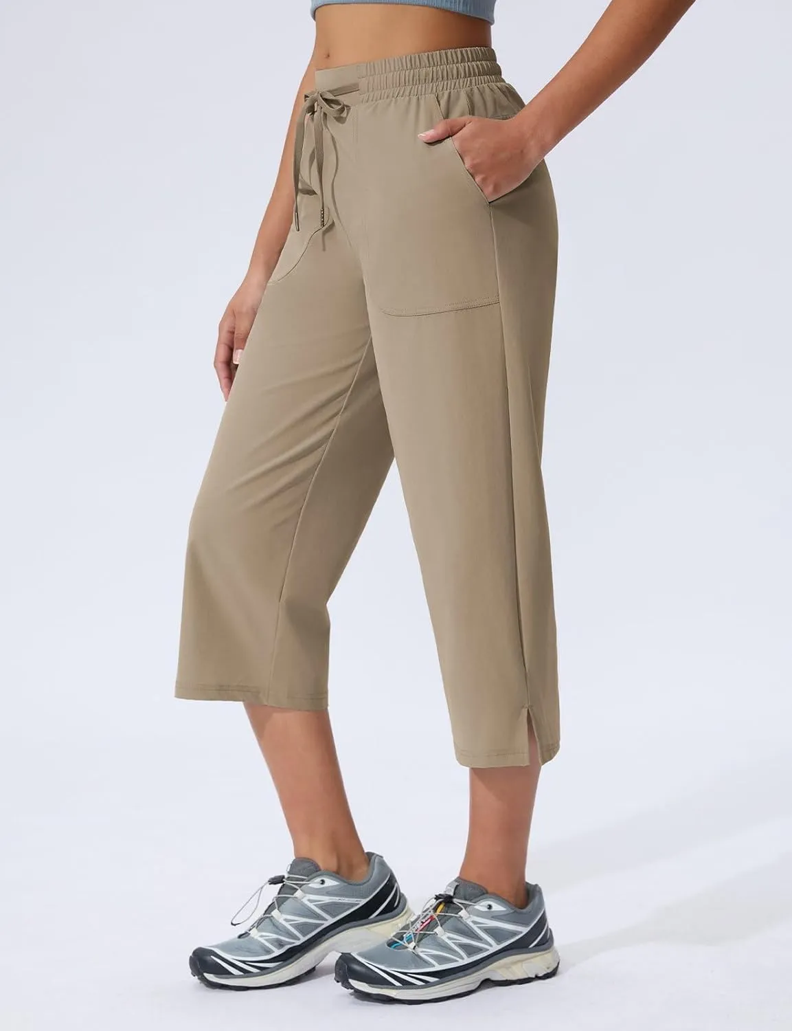 Women's Capri Pants Wide Leg Quick Dry Hiking Capris Water Resistant UPF50 Lightweight Loose Travel