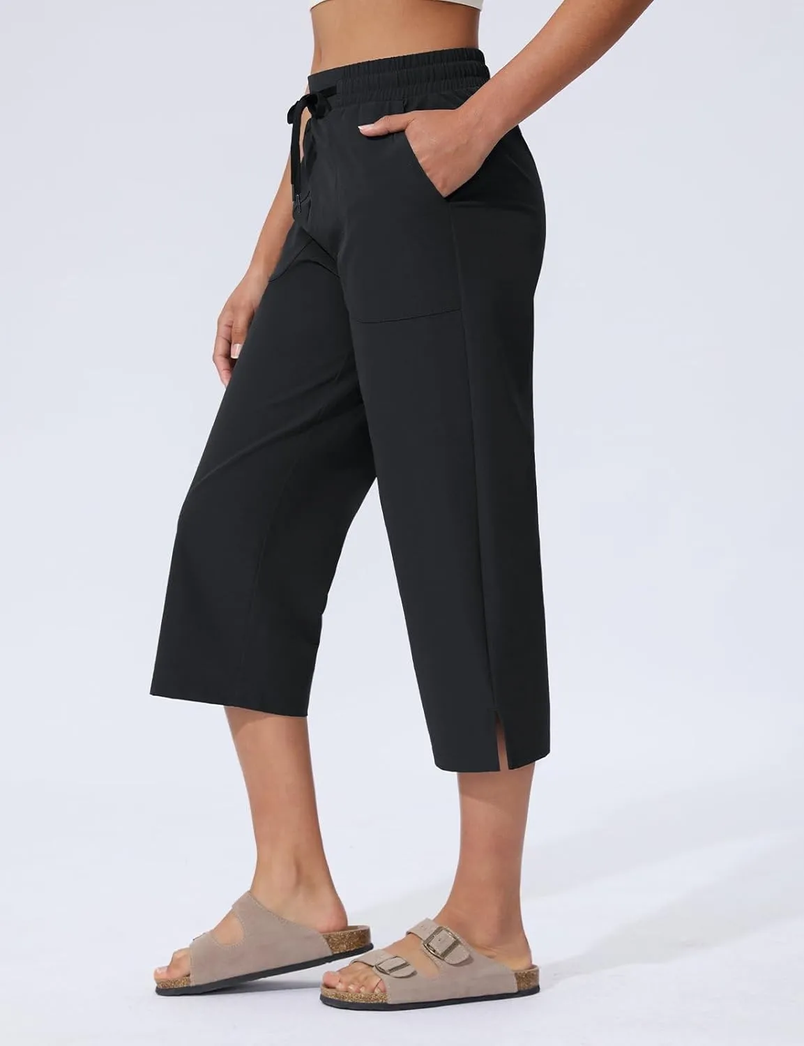 Women's Capri Pants Wide Leg Quick Dry Hiking Capris Water Resistant UPF50 Lightweight Loose Travel