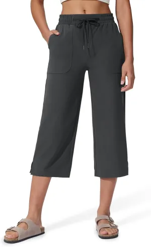 Women's Capri Pants Wide Leg Quick Dry Hiking Capris Water Resistant UPF50 Lightweight Loose Travel