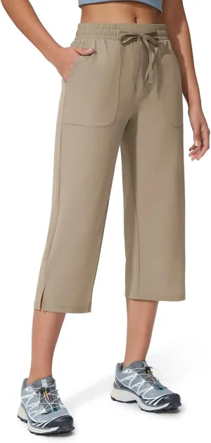 Women's Capri Pants Wide Leg Quick Dry Hiking Capris Water Resistant UPF50 Lightweight Loose Travel