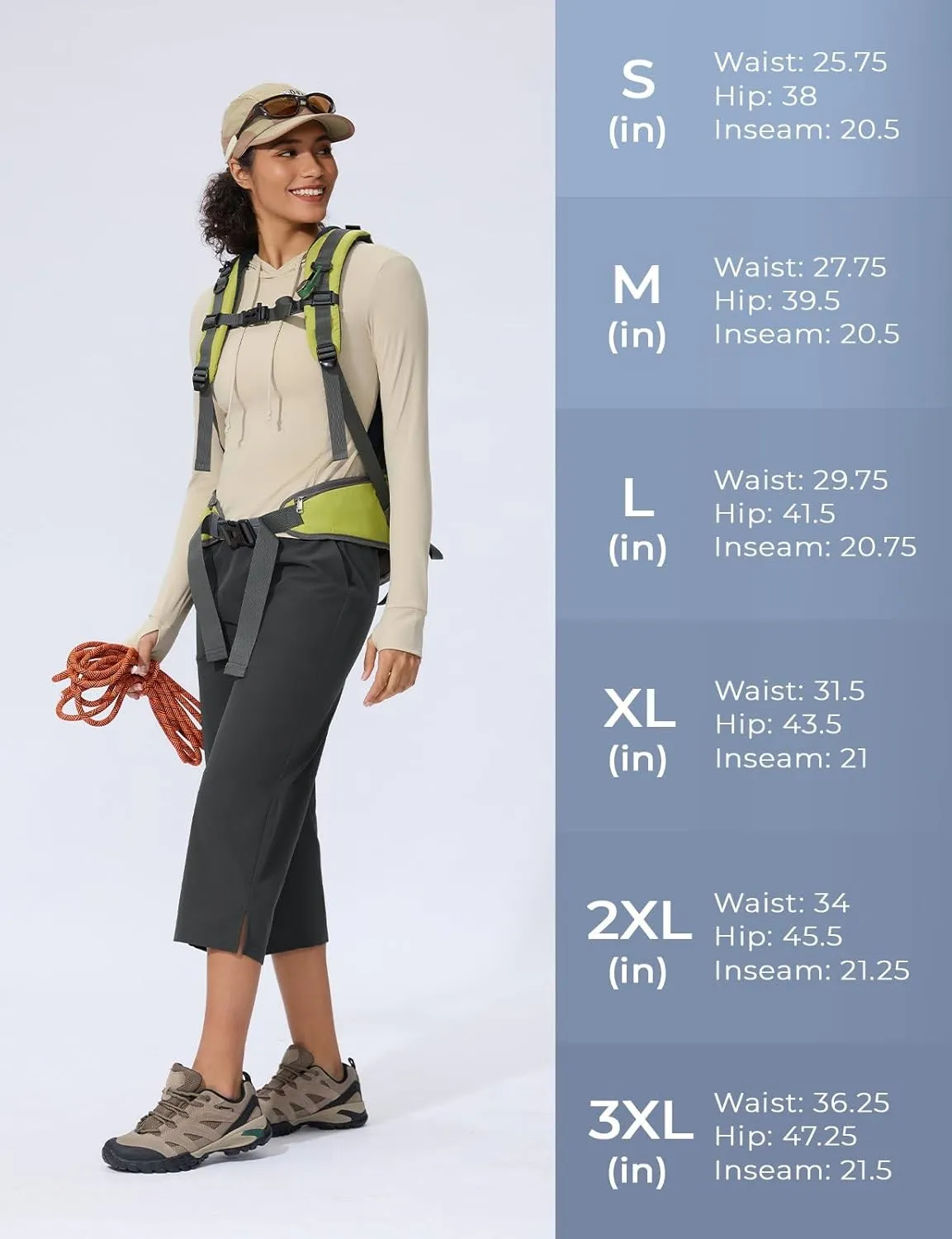 Women's Capri Pants Wide Leg Quick Dry Hiking Capris Water Resistant UPF50 Lightweight Loose Travel