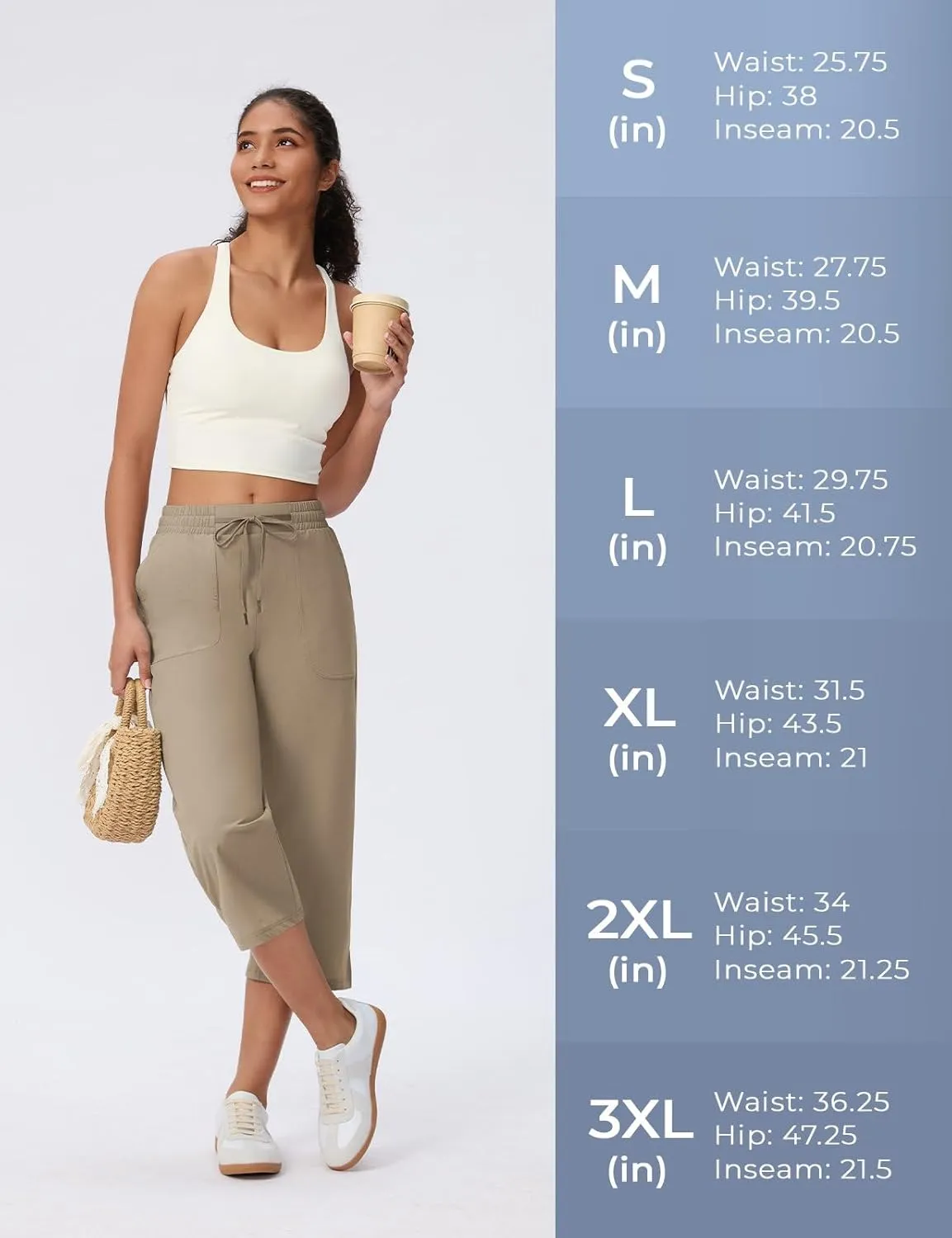 Women's Capri Pants Wide Leg Quick Dry Hiking Capris Water Resistant UPF50 Lightweight Loose Travel