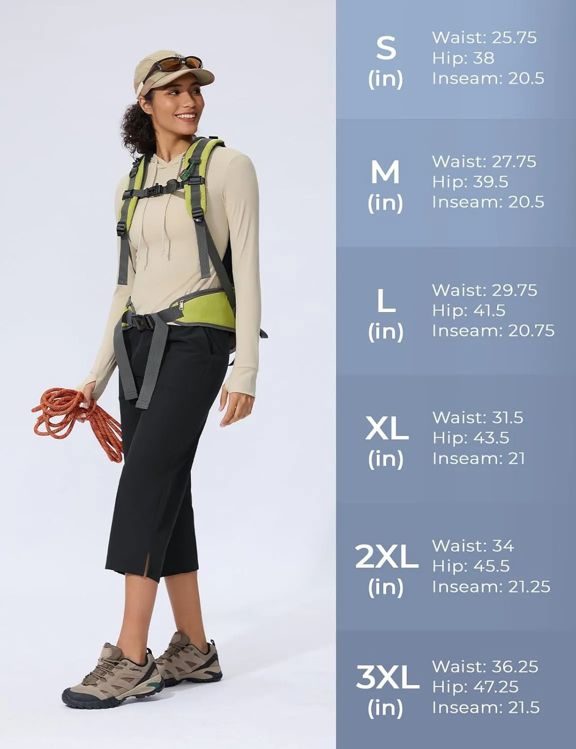 Women's Capri Pants Wide Leg Quick Dry Hiking Capris Water Resistant UPF50 Lightweight Loose Travel