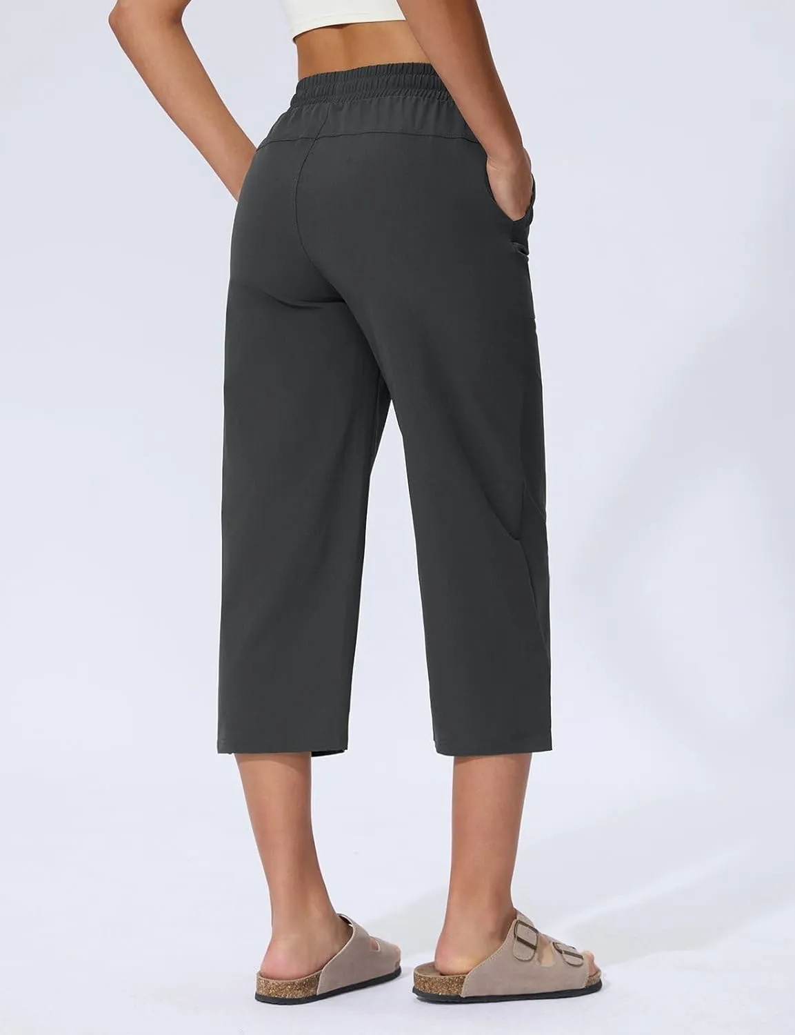 Women's Capri Pants Wide Leg Quick Dry Hiking Capris Water Resistant UPF50 Lightweight Loose Travel