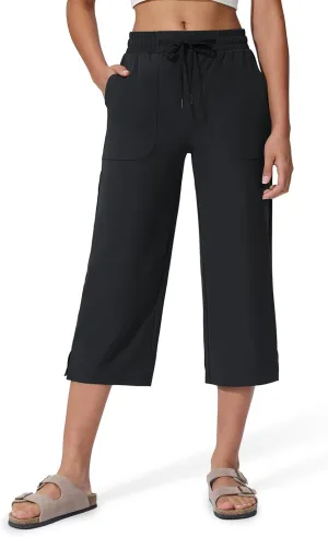 Women's Capri Pants Wide Leg Quick Dry Hiking Capris Water Resistant UPF50 Lightweight Loose Travel