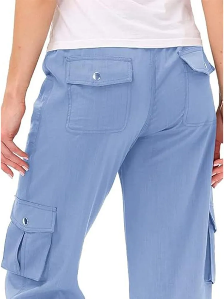 Women's Cargo Capris Hiking Pants with 6 Pockets Lightweight Quick Dry Loose Fit Casual Outdoor Travel Summer Pants for Women