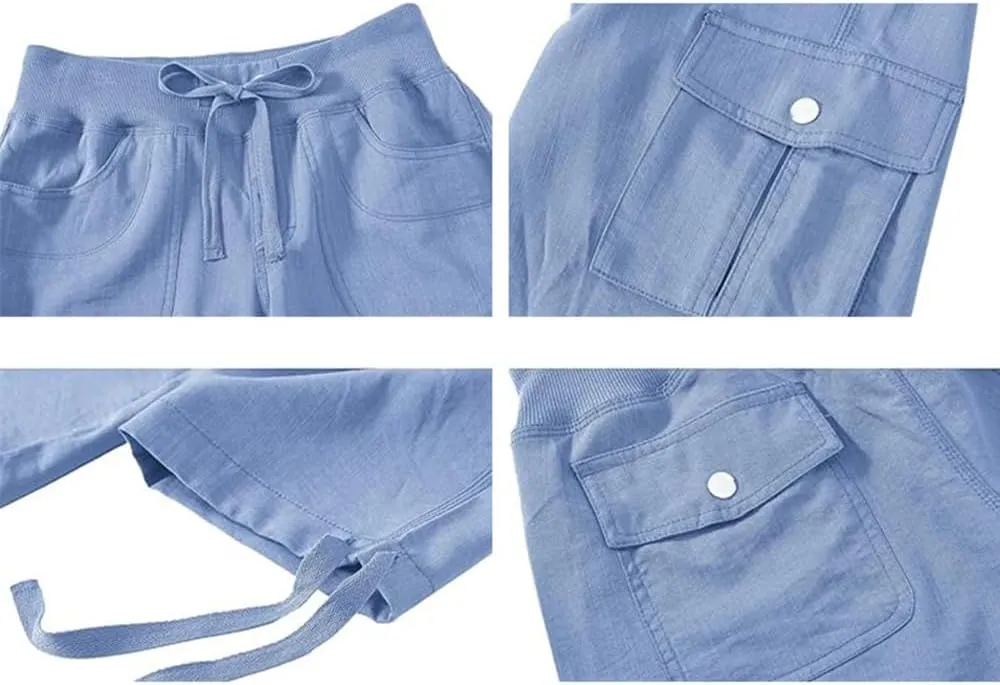 Women's Cargo Capris Hiking Pants with 6 Pockets Lightweight Quick Dry Loose Fit Casual Outdoor Travel Summer Pants for Women