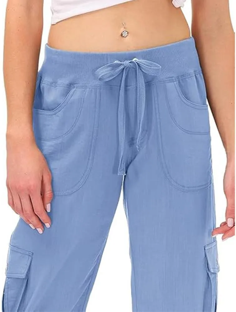 Women's Cargo Capris Hiking Pants with 6 Pockets Lightweight Quick Dry Loose Fit Casual Outdoor Travel Summer Pants for Women