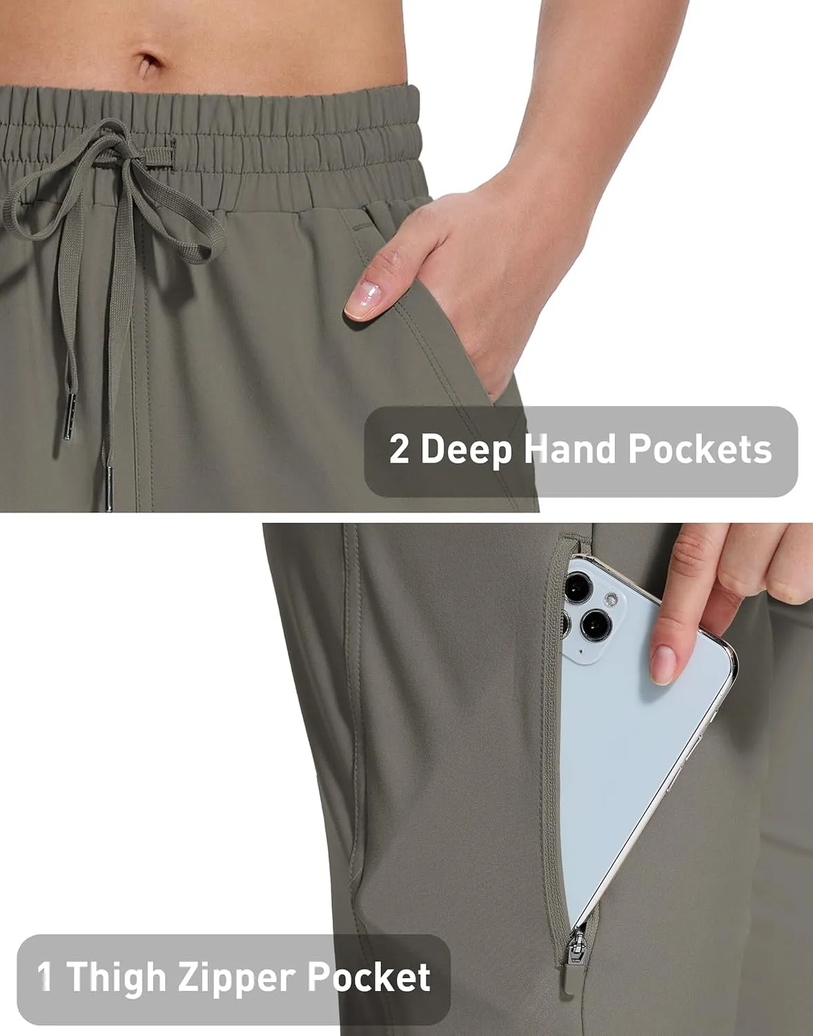 Women's Hiking Golf Shorts with Pockets 15" Knee Length Quick Dry Stretch Shorts Elastic Waist Lightweight Walking