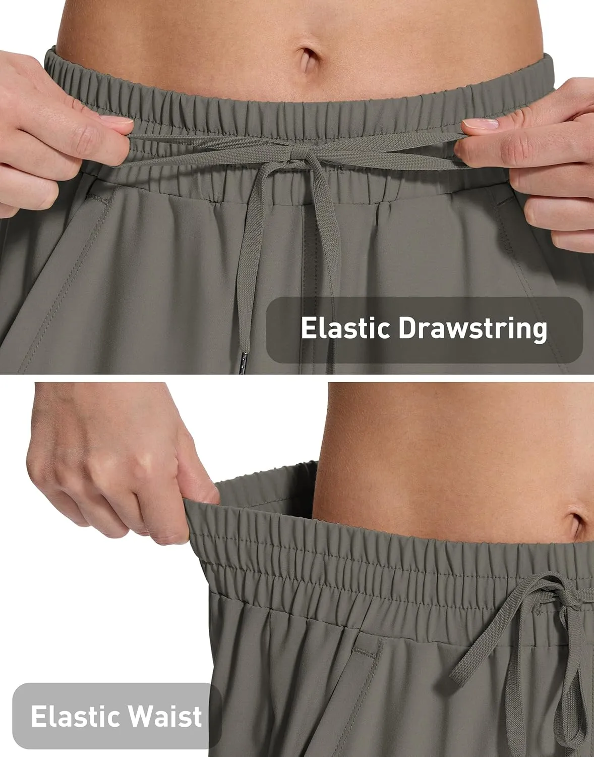 Women's Hiking Golf Shorts with Pockets 15" Knee Length Quick Dry Stretch Shorts Elastic Waist Lightweight Walking