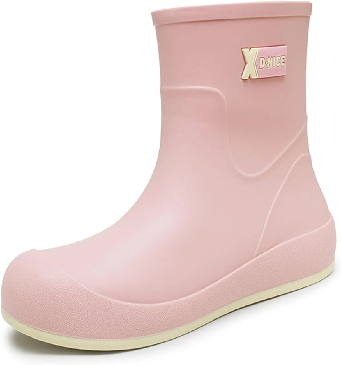 Women's Mid Calf Rain Boots Waterproof Fashion Garden Shoes Anti-Slipping Rainboots Comfortable Insole Light Rain Shoes