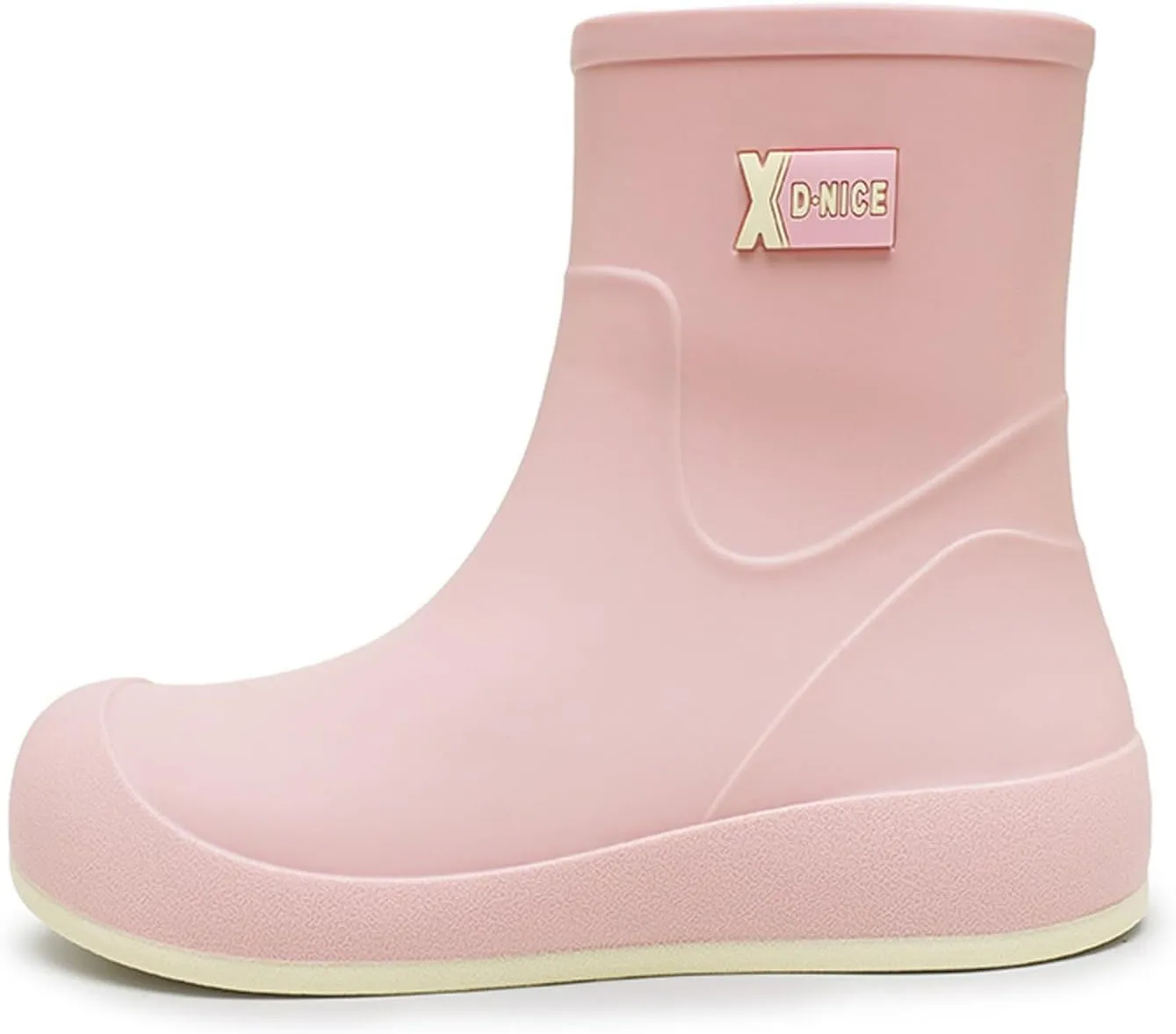 Women's Mid Calf Rain Boots Waterproof Fashion Garden Shoes Anti-Slipping Rainboots Comfortable Insole Light Rain Shoes