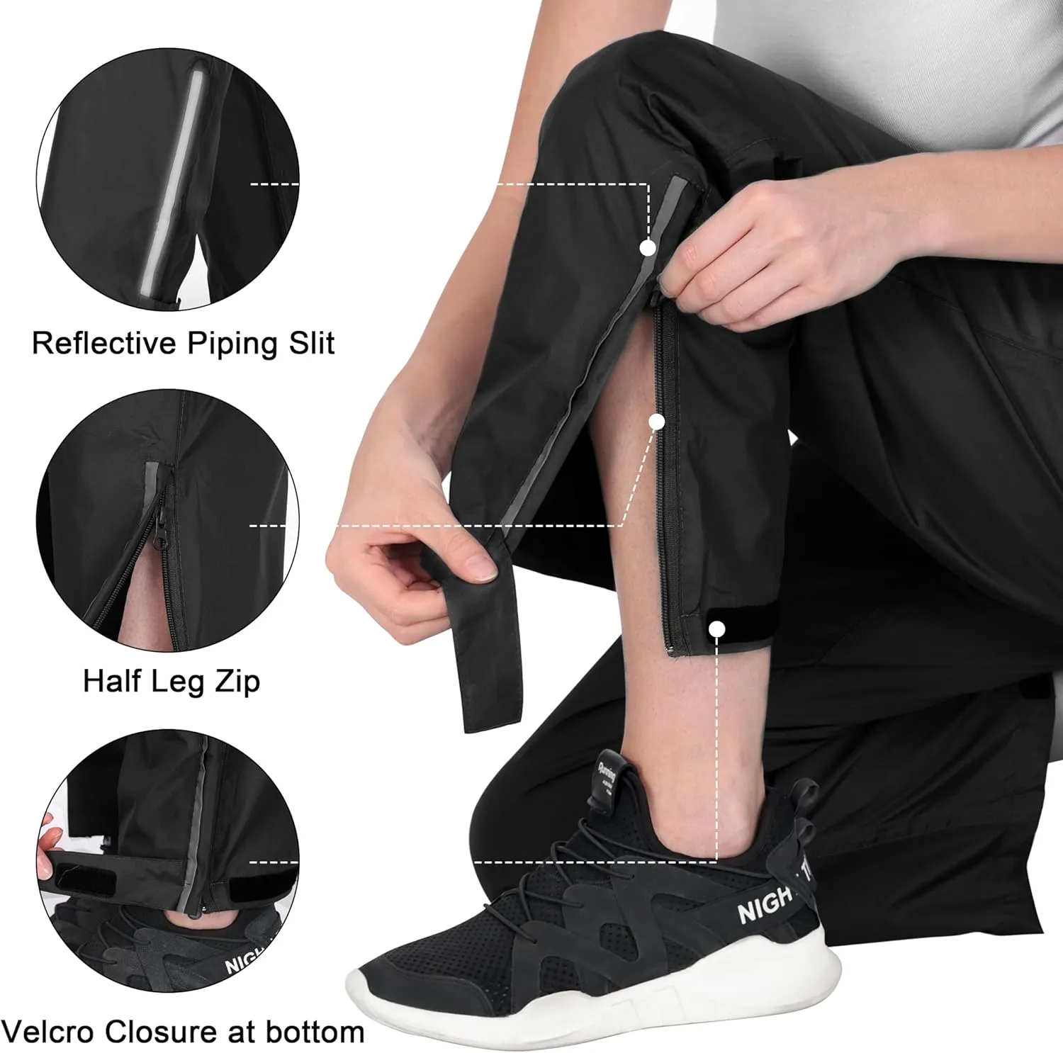 Women's Rain Pants Waterproof Lightweight Packable Rain Pants Women Windproof Hiking Pants for Outdoor, Fishing