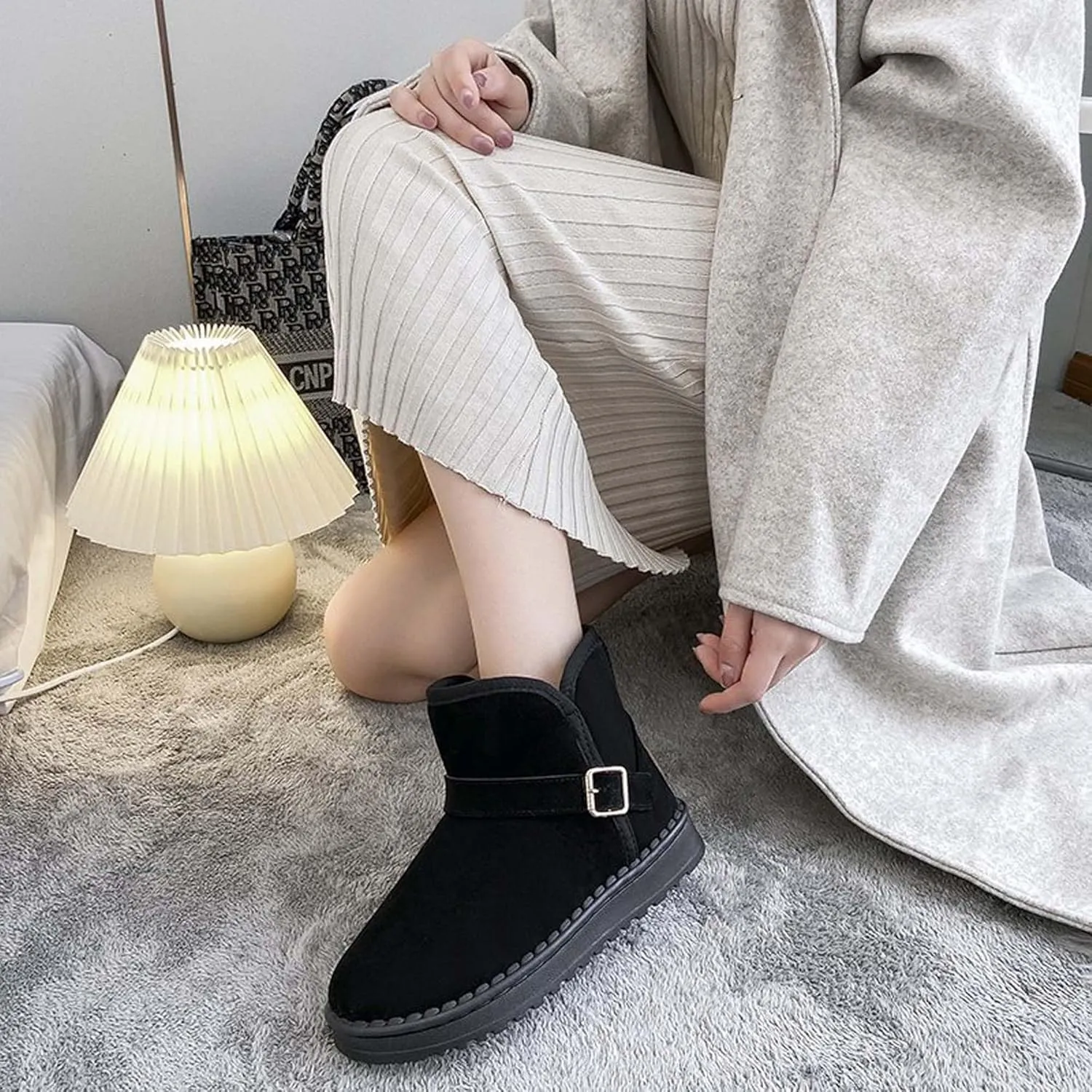 Women's snow boots winter fashionable plush casual warm boots anti slip and wear-resistant youth campus style