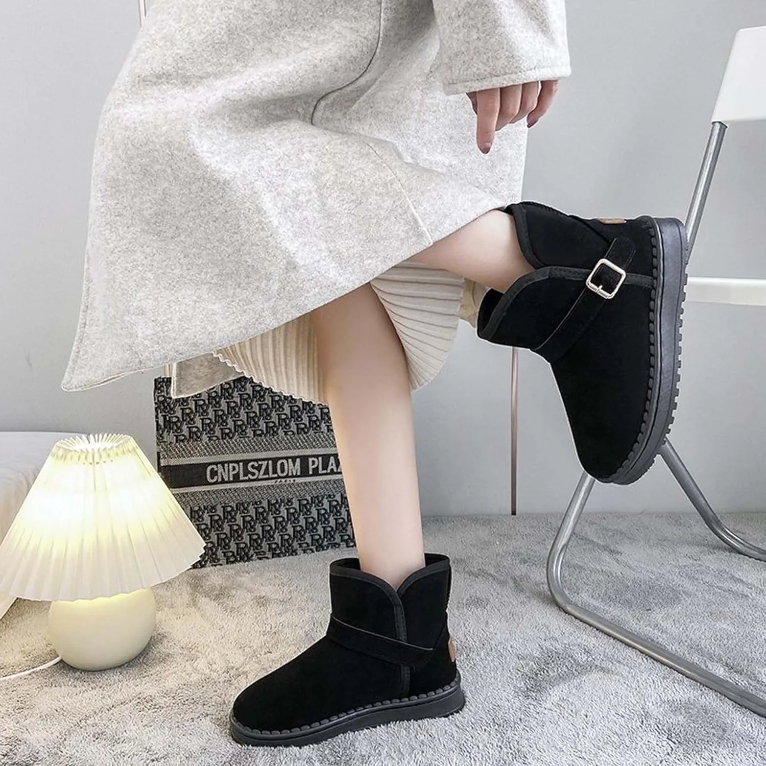 Women's snow boots winter fashionable plush casual warm boots anti slip and wear-resistant youth campus style