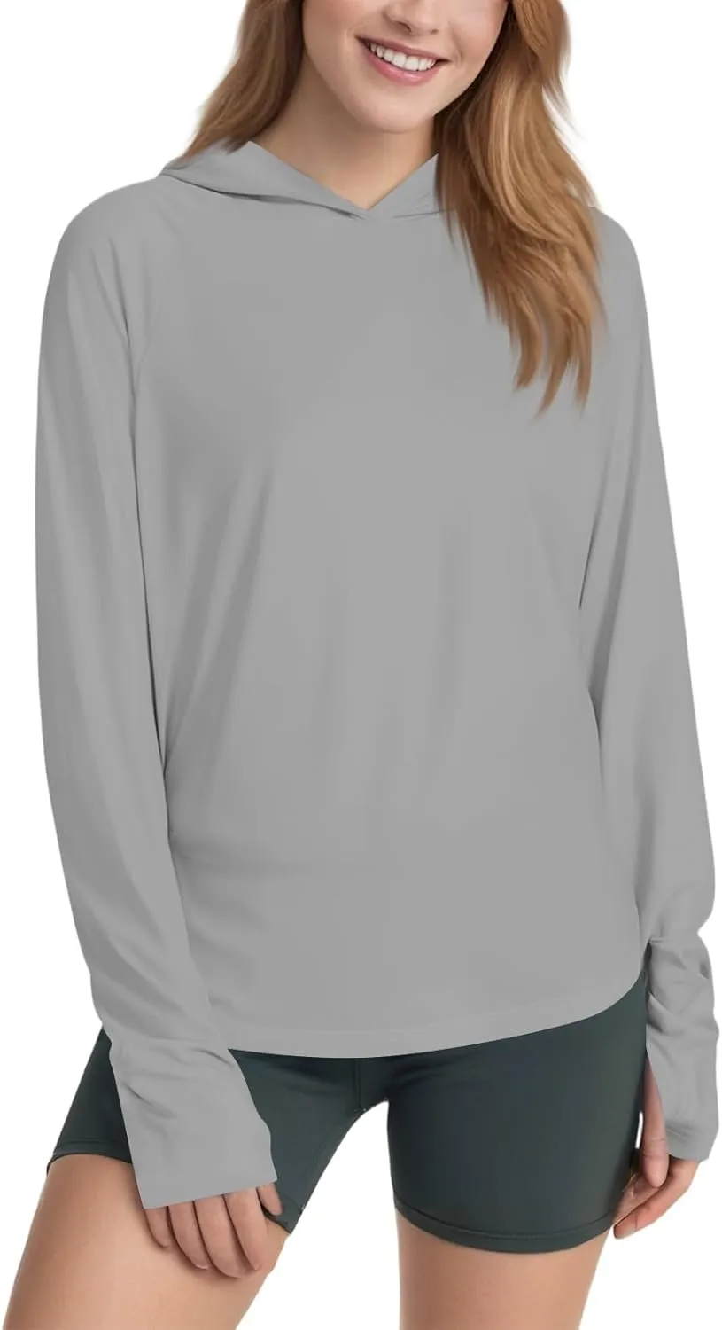 Women's UPF 50  Sun Shirt- with Hoodie Long Sleeve UV Protection Shirts Lightweight Hiking Fishing Hoodie for Women
