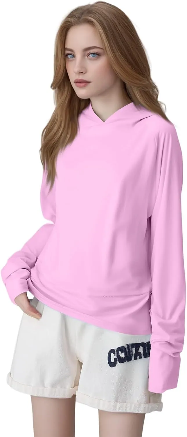 Women's UPF 50  Sun Shirt- with Hoodie Long Sleeve UV Protection Shirts Lightweight Hiking Fishing Hoodie for Women