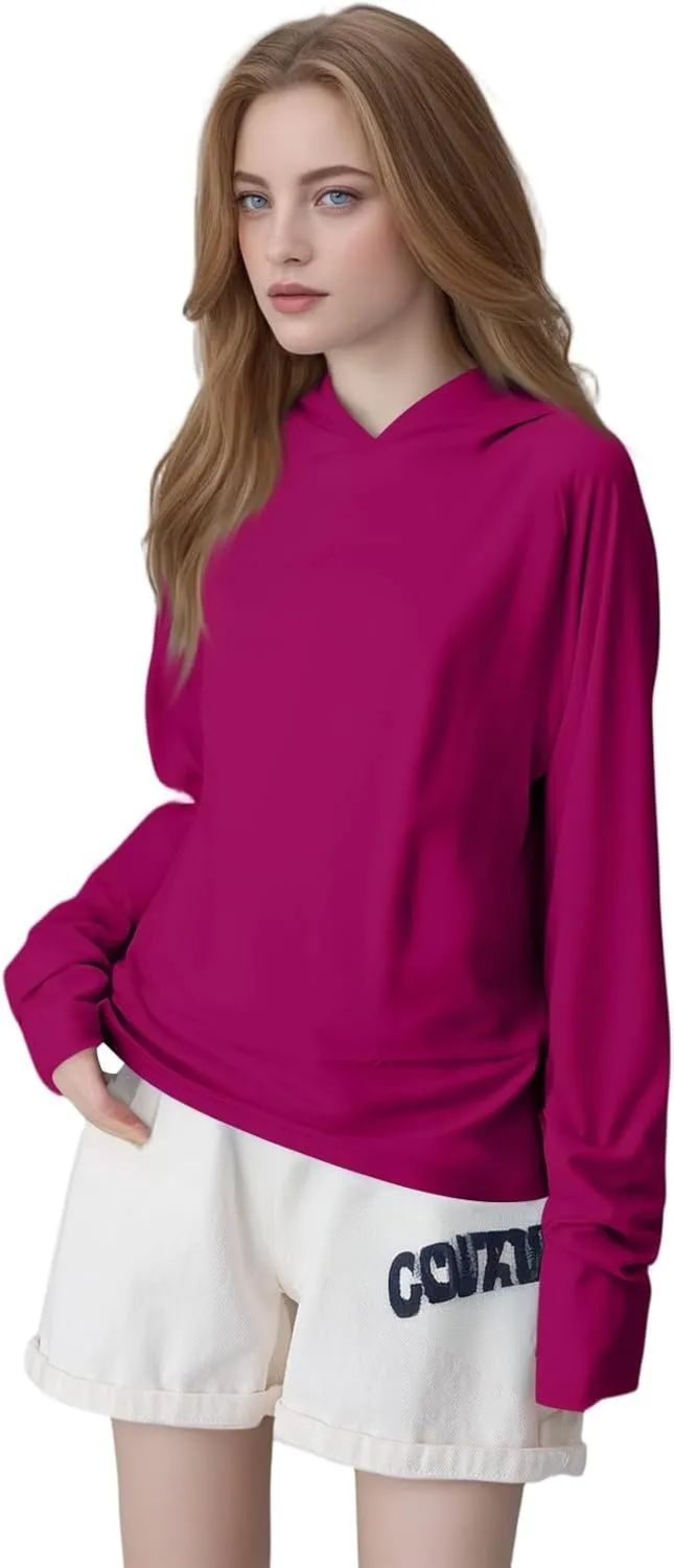 Women's UPF 50  Sun Shirt- with Hoodie Long Sleeve UV Protection Shirts Lightweight Hiking Fishing Hoodie for Women