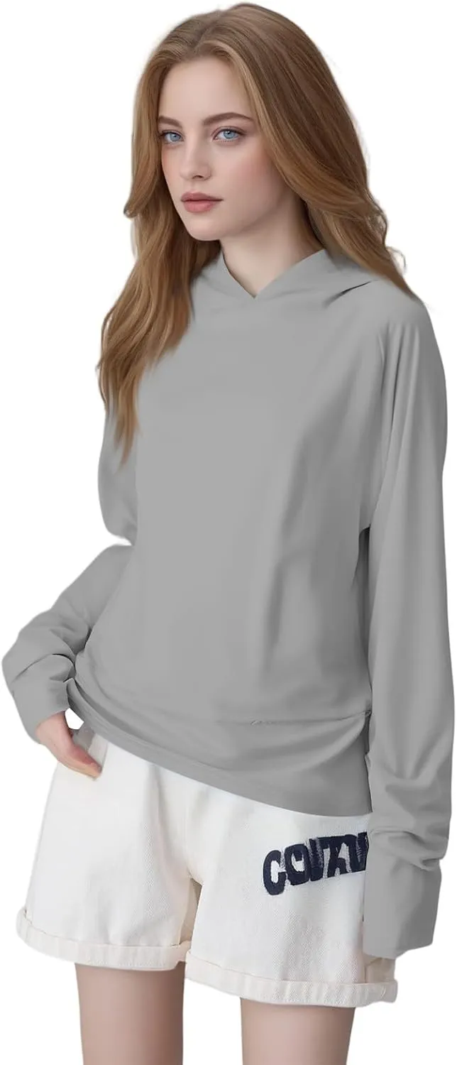 Women's UPF 50  Sun Shirt- with Hoodie Long Sleeve UV Protection Shirts Lightweight Hiking Fishing Hoodie for Women
