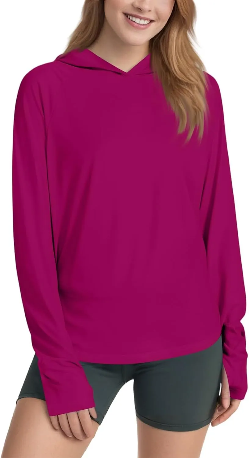 Women's UPF 50  Sun Shirt- with Hoodie Long Sleeve UV Protection Shirts Lightweight Hiking Fishing Hoodie for Women