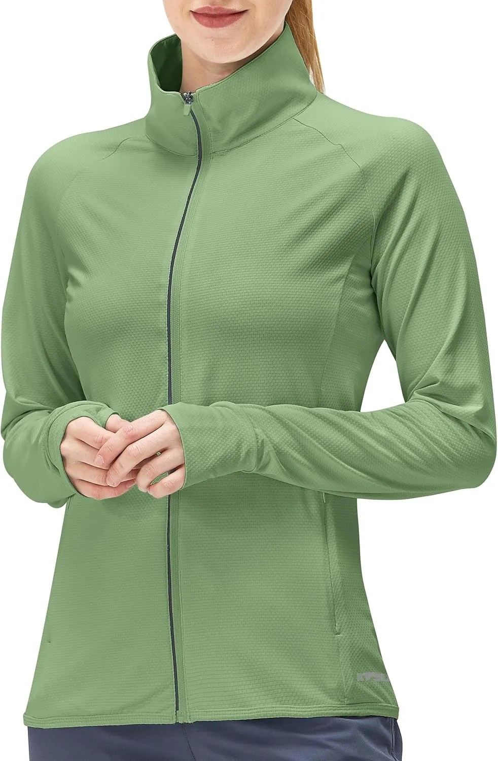 Women's UPF 50  UV Sun Protection Clothing Long Sleeve Athletic Hiking Shirts Lightweight SPF Zip Up Outdoor Jacket