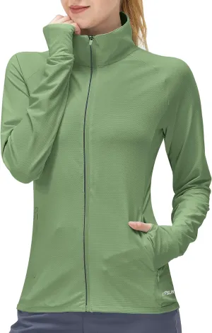 Women's UPF 50  UV Sun Protection Clothing Long Sleeve Athletic Hiking Shirts Lightweight SPF Zip Up Outdoor Jacket