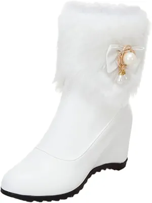 Women's Wedge Ankle Booties Side Zip Winter Boots Warm Furry Boots Fur Lined Snow Boots Fur Lined Hiking Boots